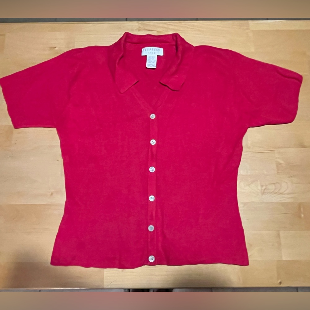 Express Tricot Vintage Women's Short-Sleeve Cardigan Sweater